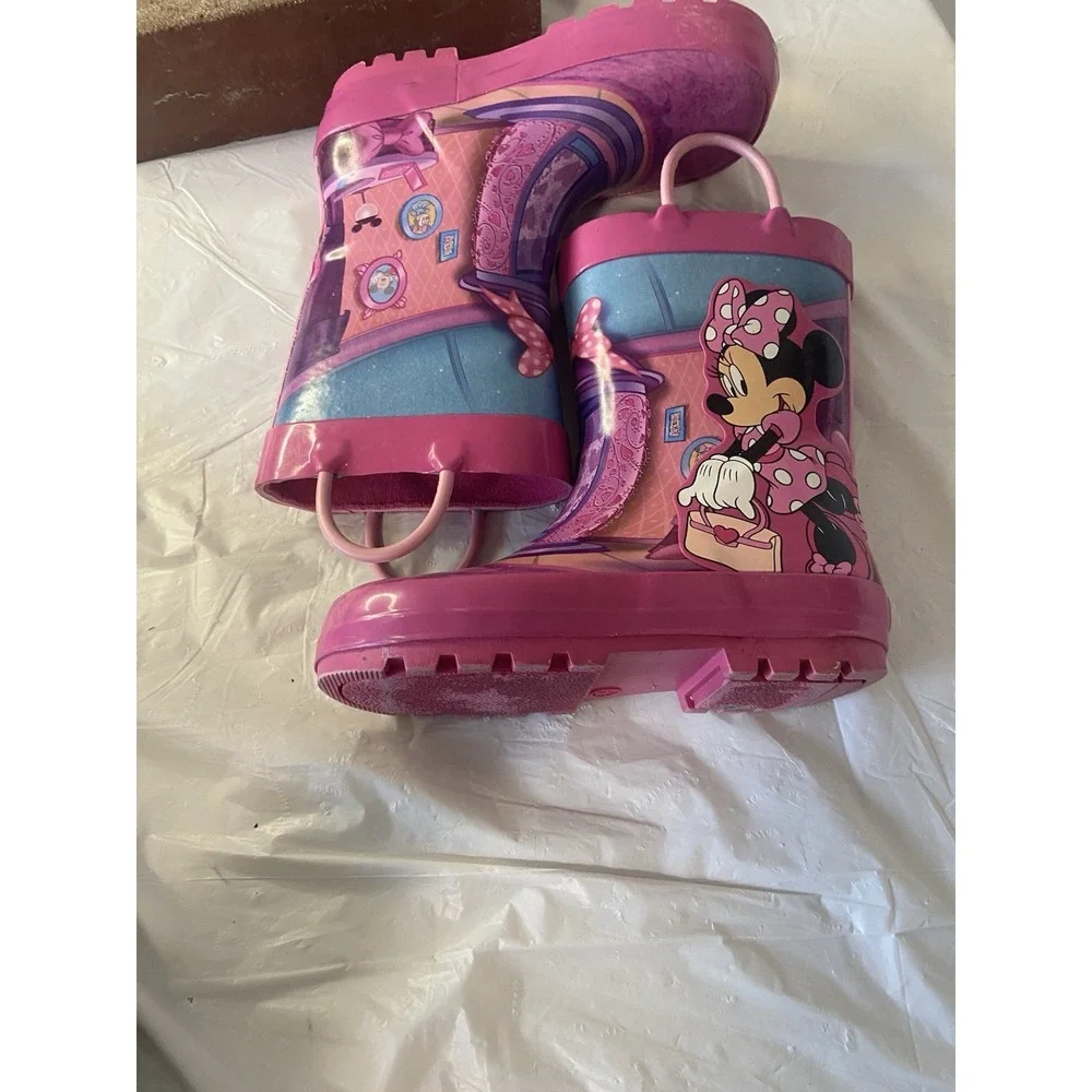 Girls Disney Junior Minnie Rubber Rain Boots-Size 9/10 Kids-Super‎ Cute